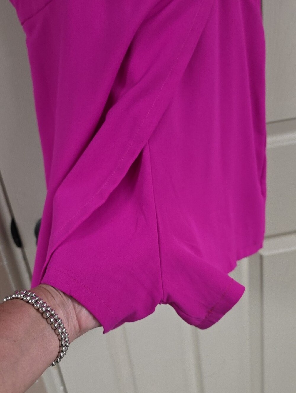 Women's Fuchsia Short Sleeve Waist-Defined Romper - Picture 2 of 6